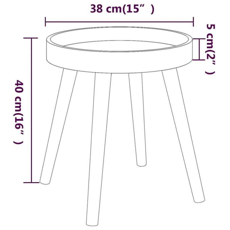 vidaXL Side Table Round End Coffee Table Engineered Wood and Solid Wood Pine - 15"x15"x15.7"