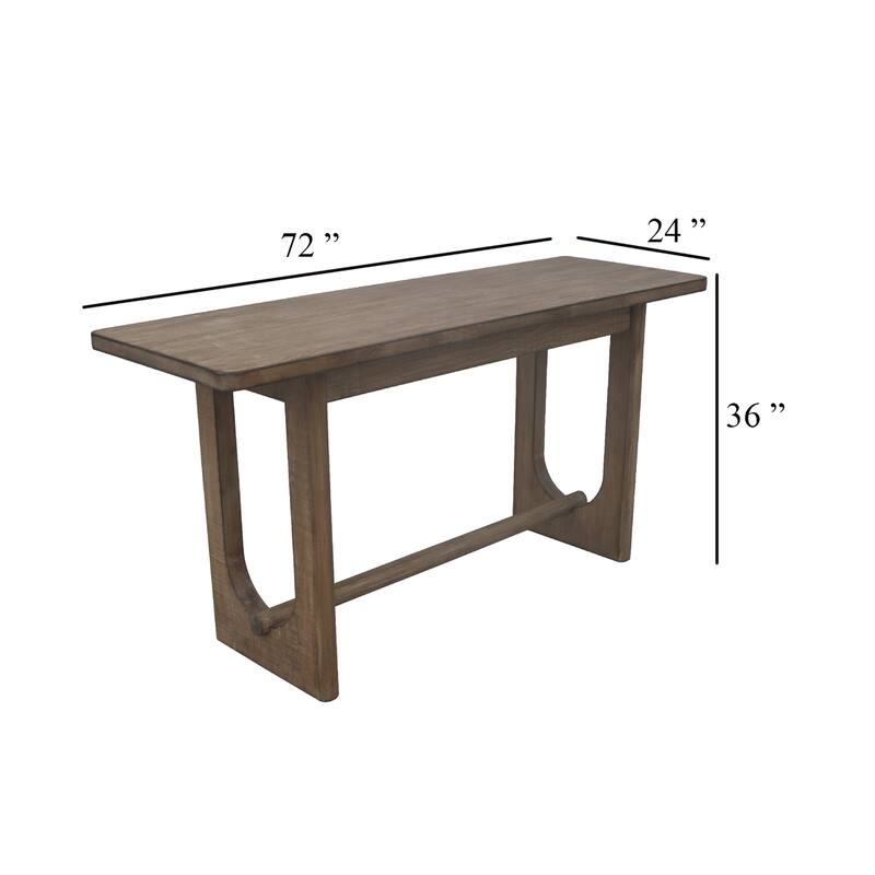 Homa Counter Table, Antique Natural Finish, Modern Arched Base 72 Inch