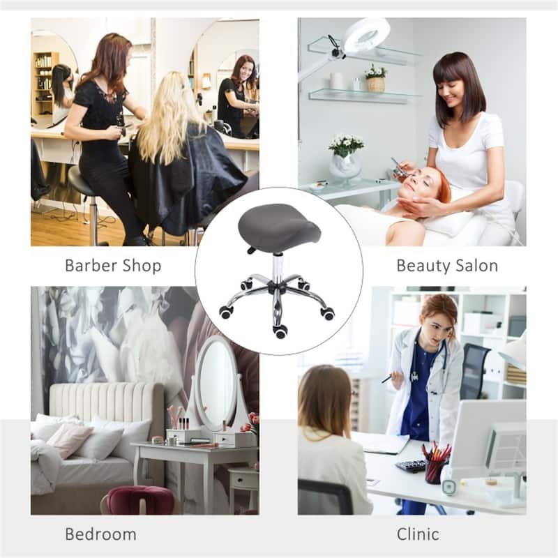 Adjustable Dark Grey Salon Stool with Premium Faux Leather Ergonomic Design for Beauty Tattoo Medical and Office Use