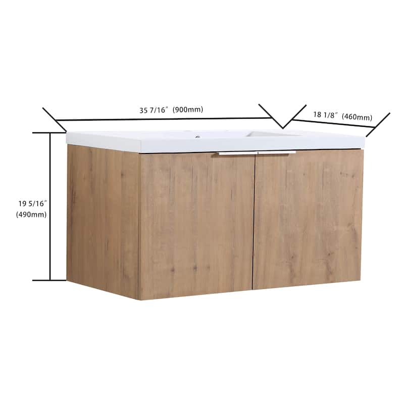 Beingnext 24"/30"/36" Bathroom Vanity with Sink, Floating Bathroom Vanity with 2 Soft Close Doors