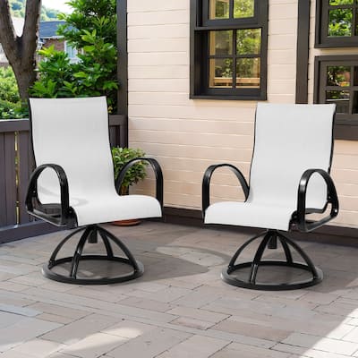 Outdoor Patio Swivel Aluminum Dining Chairs Sunbrella Fabric