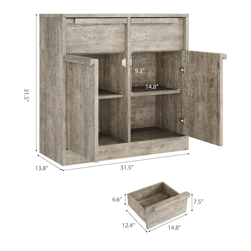 Sideboard Buffet Cabinet with 2 /4Drawers, 31.5"/62.4" Large Coffee Cabinet with Storage
