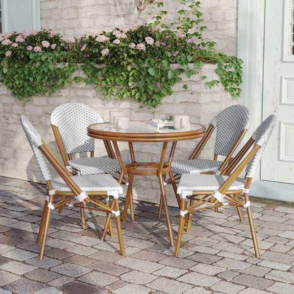 Indoor/Outdoor Commercial Bistro Set with Table and Four Chairs - Bed Bath & Beyond