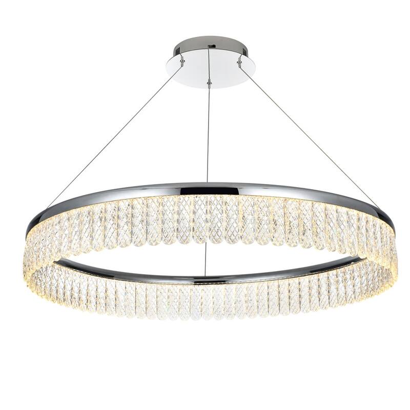 Elegant Lighting 2060D32 Rune 32" Wide LED Ring Chandelier - Chrome
