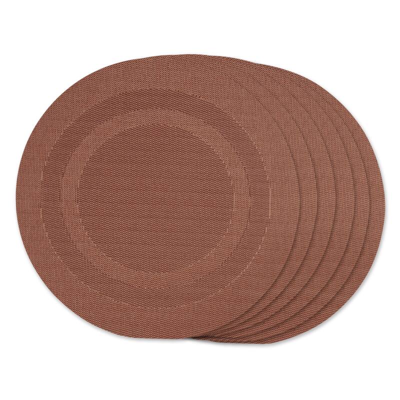 Design Imports Silver Doubleframe Kitchen Placemat Set (Set of 6) - Round - Cinnamon