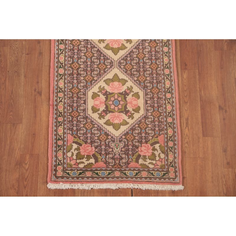 Geometric Bidjar Persian Vintage Runner Rug Handmade Wool Carpet - 2'0"x 9'9"