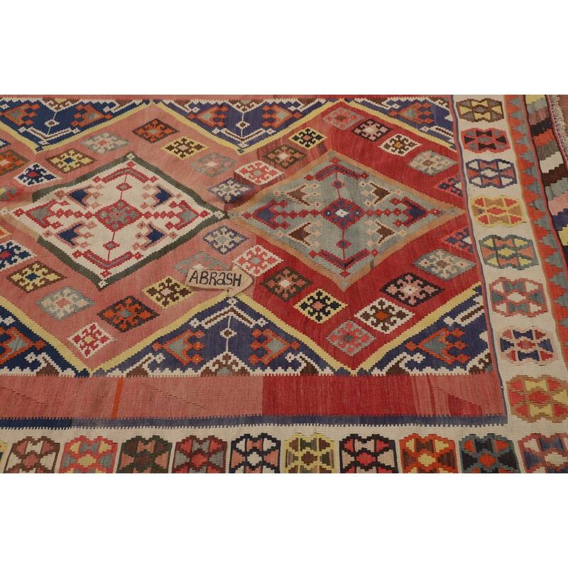 Kilim Qashqai Persian Vintage Rug Flatweave Reversible Wool Carpet - 5'3"x 7'9"