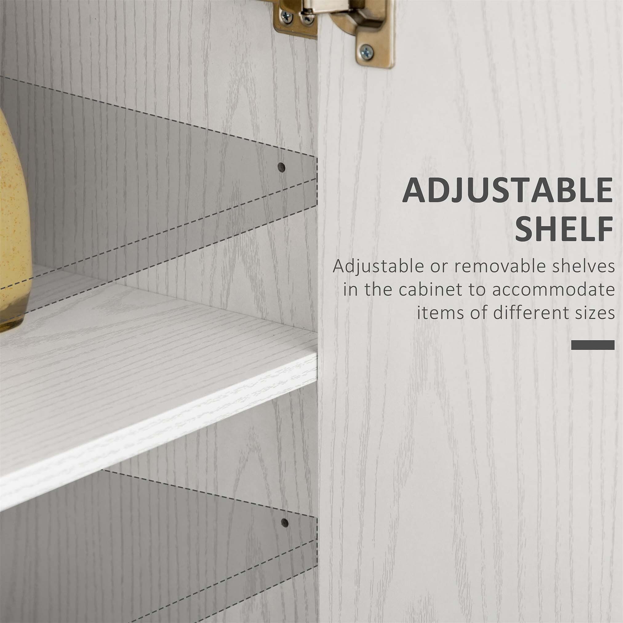 61 Inch Freestanding Kitchen Pantry with Soft Close Doors, Adjustable Shelves, and 2 Drawers