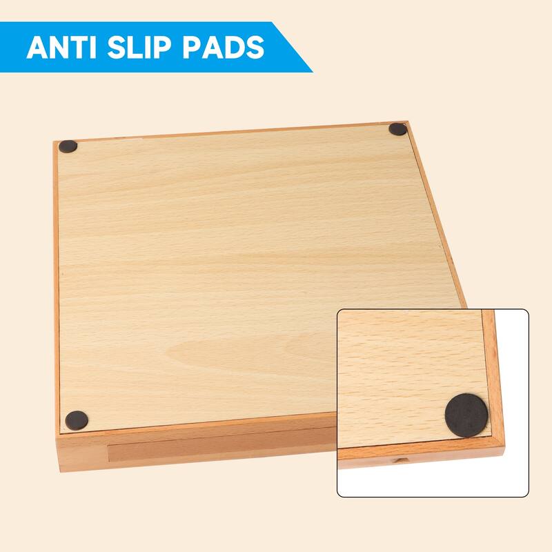 12-Inches Wooden Go Board Game Set with Drawers, Wood Go Game Board Set with Plastic Stones