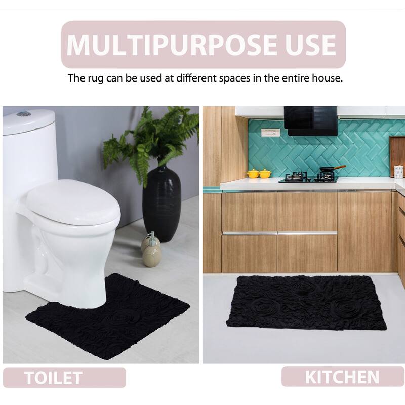Home Weavers Bell Flower Cotton Soft, Water Absorbent Toilet Seat Lid Cover, Machine Washable 18"x18" Toilet Lid Cover