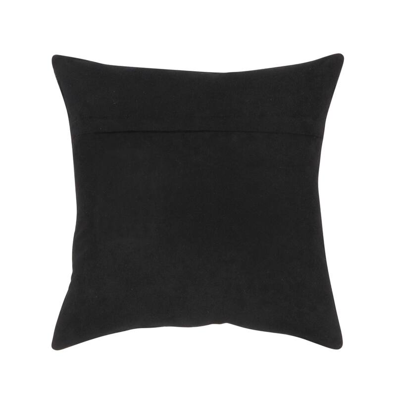 Pasargad Home Safari Checkered Black Cowhide 17" Decorative Pillow