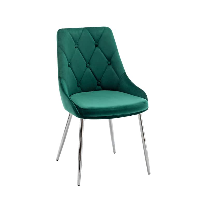 Porthos Home Tam Tufted Velvet Dining Chairs with Chrome Legs, Set of 2