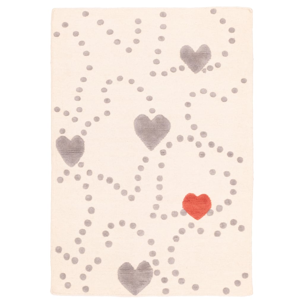 ECARPETGALLERY Flat-Weave Nevada Cream Wool Kilim - 4'0 x 5'9