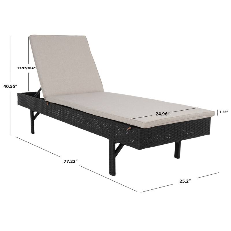 SAFAVIEH Outdoor Sanaa Sun Lounger with Cushion - 25Wx77Dx41H