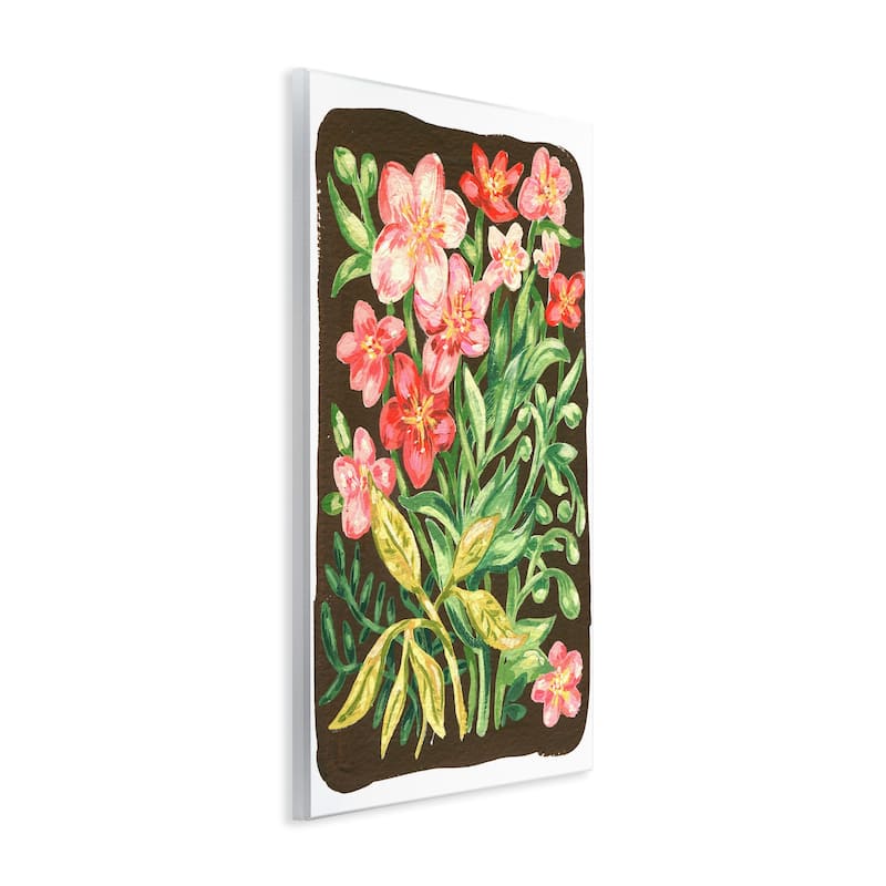 Stupell Garden Flowers on Brown Wall Plaque Art Design By Hannah Moren