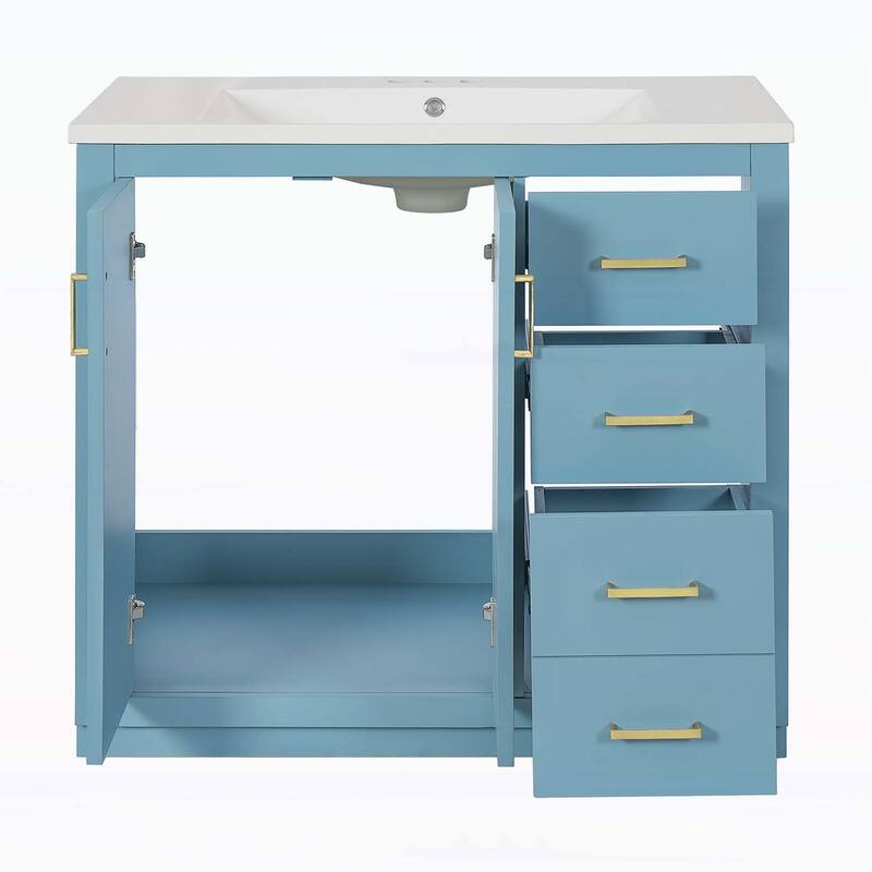 Freestanding Vanity Set with 3 Drawers& Soft Closing Doors