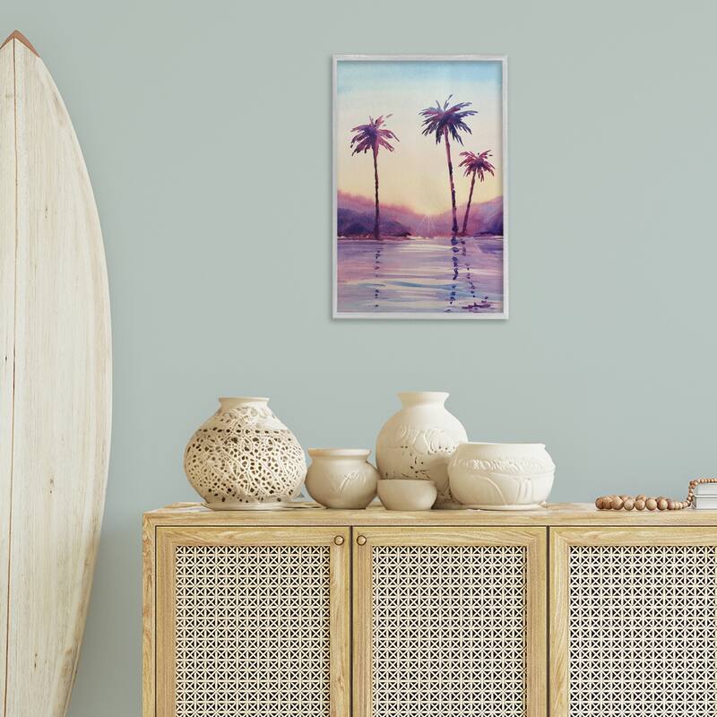 Stupell Purple Hued Palm Trees Framed Giclee Art Design By Stephanie Fielden
