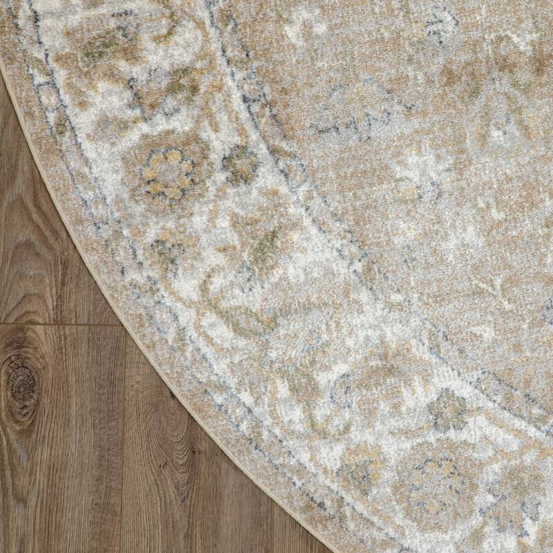HomeRoots Floral Medallion Bohemian Round Area Rug - 94.00 in. x 94.00 in. x 0.25 in.