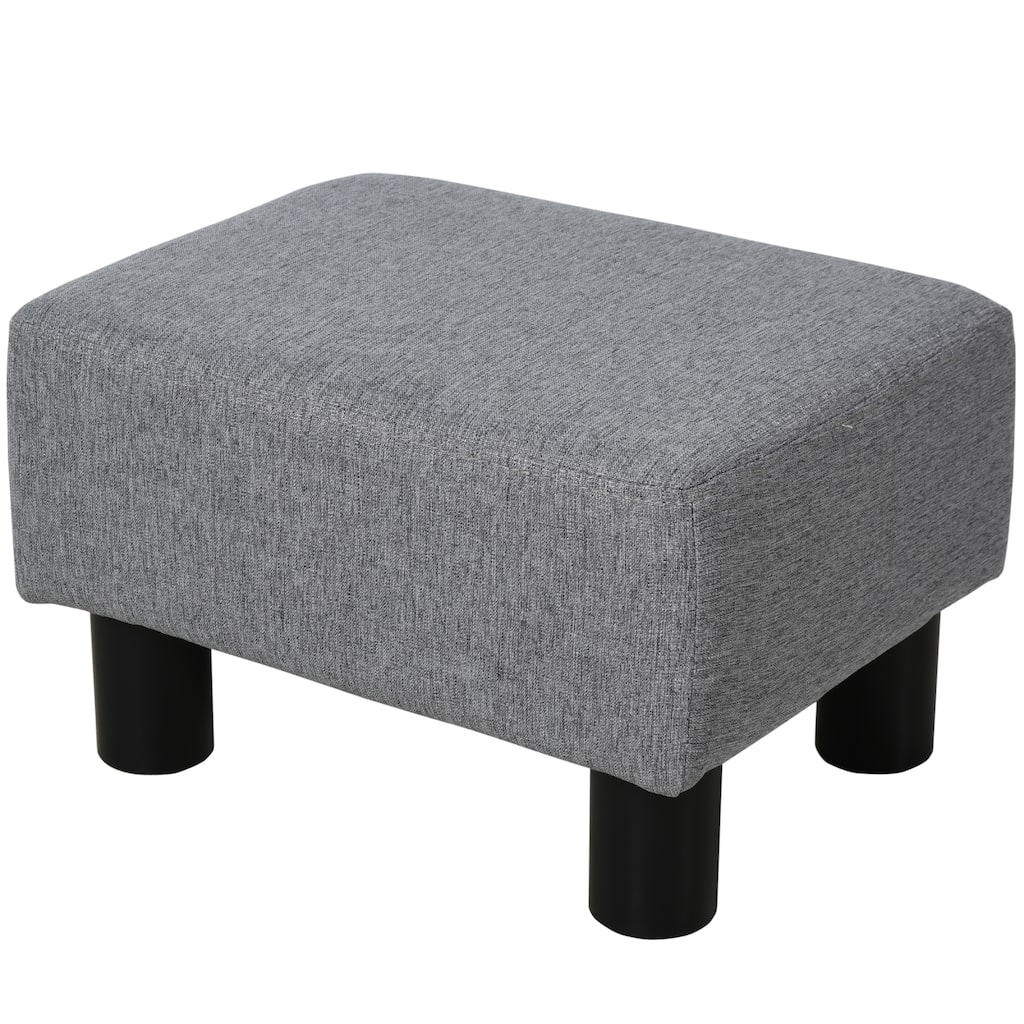 Ottoman Foot Rest, Small Foot Stool with Linen Fabric Upholstery and Plastic Legs, Cube Ottoman for Living Room,