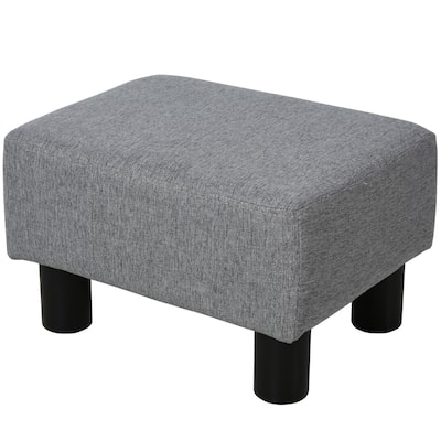 Ottoman Foot Rest, Small Foot Stool with Linen Fabric Upholstery and Plastic Legs, Cube Ottoman for Living Room