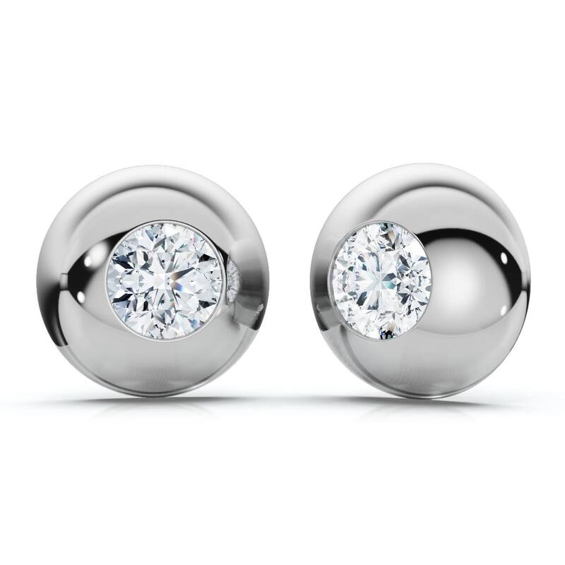 2Ct TW Diamond Button Studs Gold Lab Grown