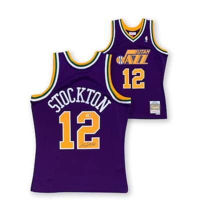 John Stockton Autographed Utah Jazz Mitchell & Ness Purple Swingman Throwback Signed Basketball Jersey Beckett COA XL