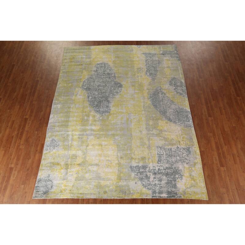 Modern Abstract Indian Area Rug Handmade Wool Carpet - 8'11"x 11'10"
