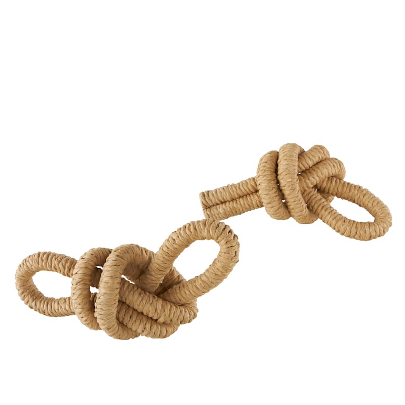 Paper Knot Woven Sculpture - Set of 2 Brown - Roche River Decor - 4"W x 8"L x 3"H