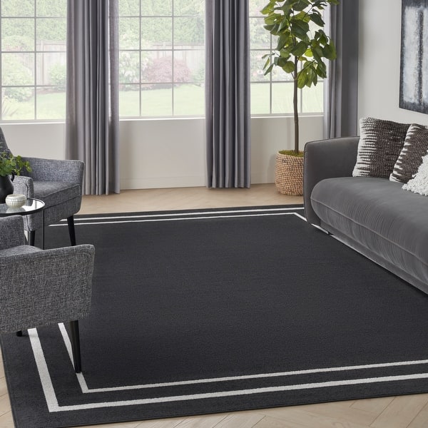 slide 2 of 65, Nourison Essentials Indoor/Outdoor Solid Area Rug 8' x 10' - Black/Ivory