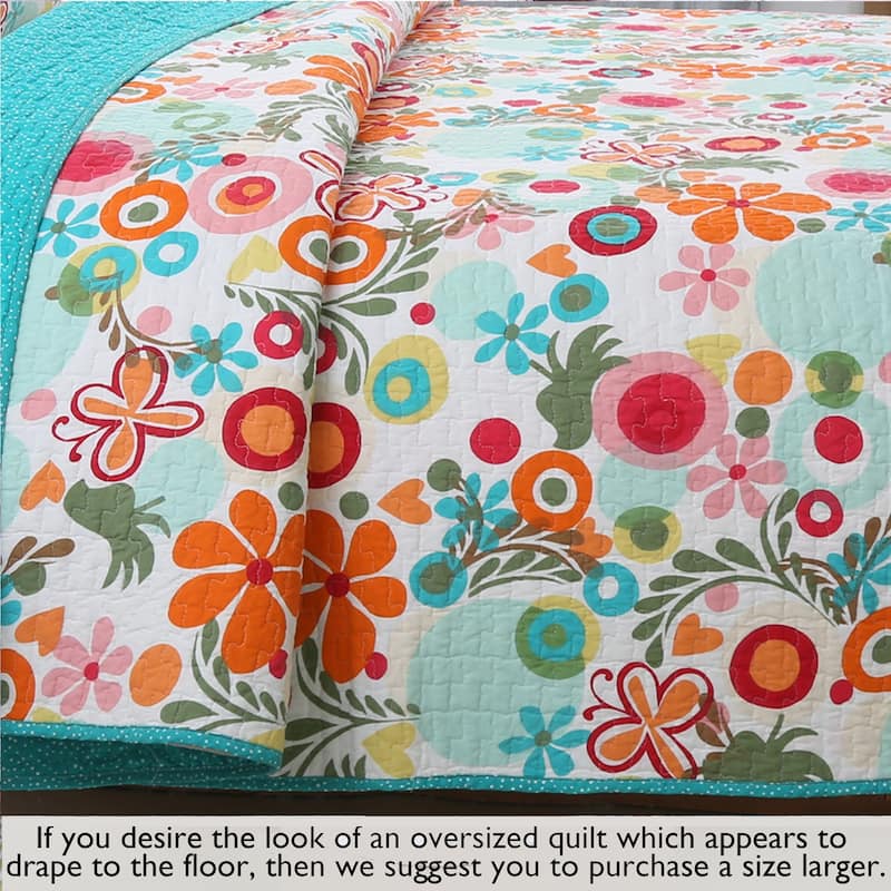 Cozy Line Rainbow Daisy Lizzie Floral Butterfly Cotton Quilt Bedding Set