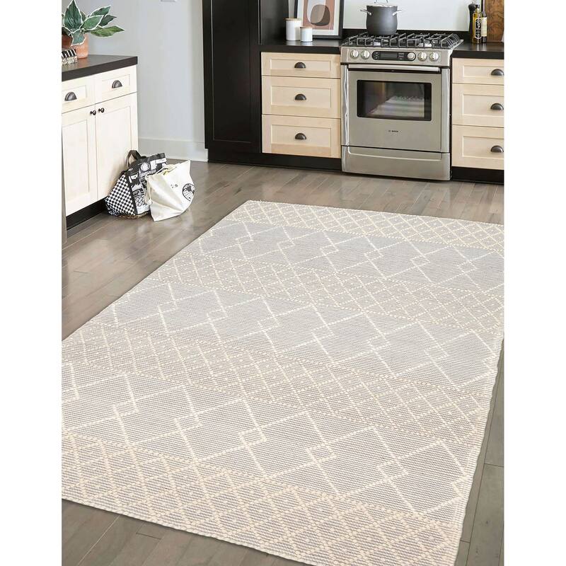 ECARPETGALLERY Braid weave Sienna Grey Wool Rug - 5'0 x 7'10