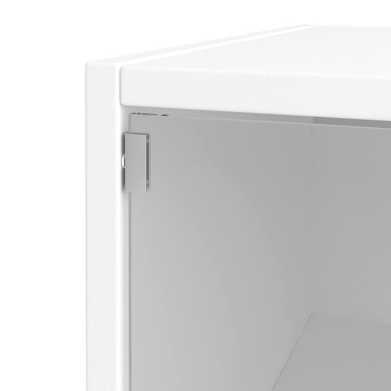 Roomfitters Shoe Storage Cabinet, Modern Glass Door Shoe Box with RGB Light Display for Entryway or Closet