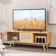 preview thumbnail 1 of 5, Bamboo 55" TV Media Console w/PE Rattan & Tempered Glass Sliding Doors