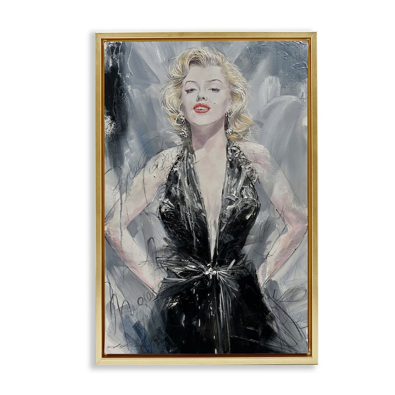 Stupell Classic Stylish Marilyn Framed Floater Canvas Wall Art Design By Lucille Lee - 17 x 25 - Gold
