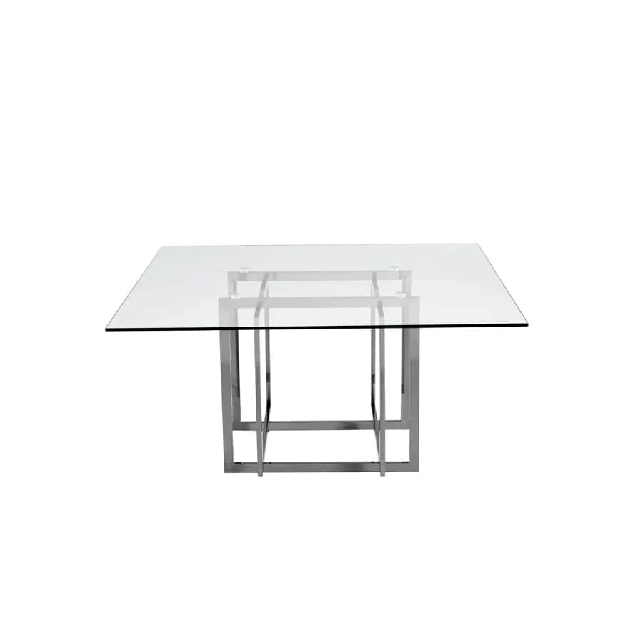 60" Square Dining Table, 12mm Clear Glass Tabletop