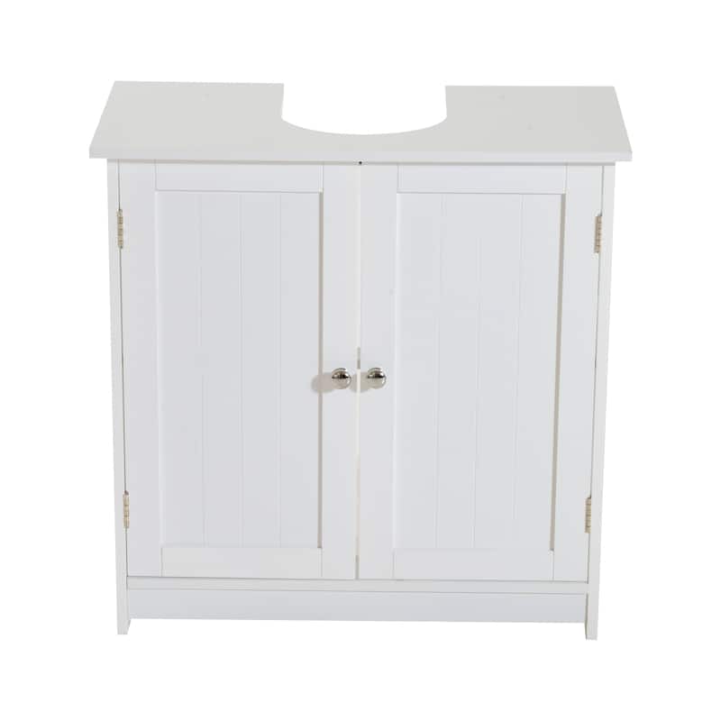 HOMCOM Under Sink Bathroom Cabinet with 2 Doors and Shelf, Pedestal Sink Bathroom Vanity Cabinet