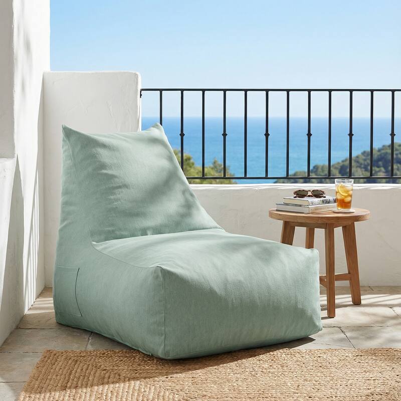 Christopher Knight Home - Lila Outdoor Patio Ergonomic Upholstered Bean Bag Chair with Shredded Foam Filled & Removable Cover - Mint - 1-Piece