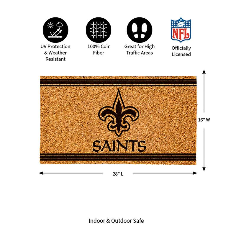 New Orleans Saints Monochrome Indoor/Outdoor Coir Door Mat