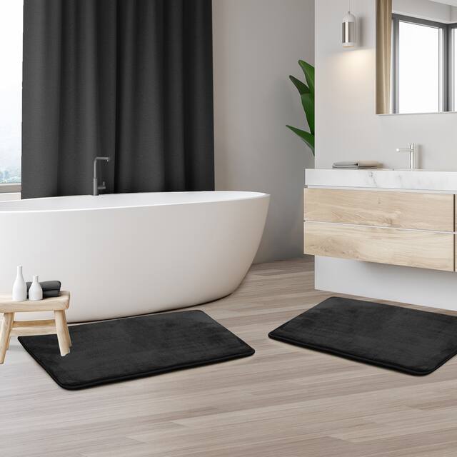 Clara Clark Ultra Soft Plush Bathroom Rug - Non-Slip, Velvet, Memory Foam Bath Mat - Set of 2