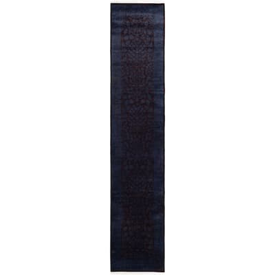 Overdyed One-of-a-Kind Hand-Knotted Area Rug - Black - 2' 7" x 12' 9"