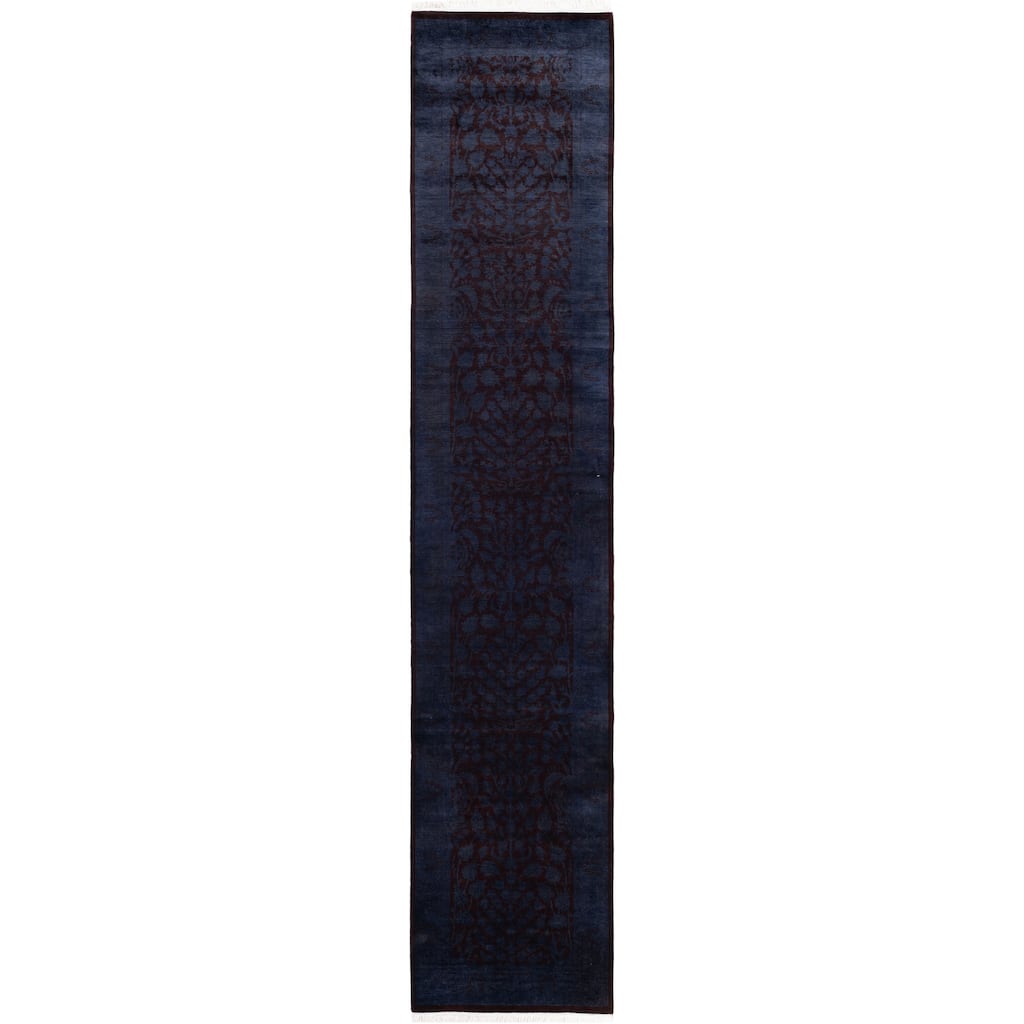 Overdyed One-of-a-Kind Hand-Knotted Area Rug - Black - 2' 7" x 12' 9"