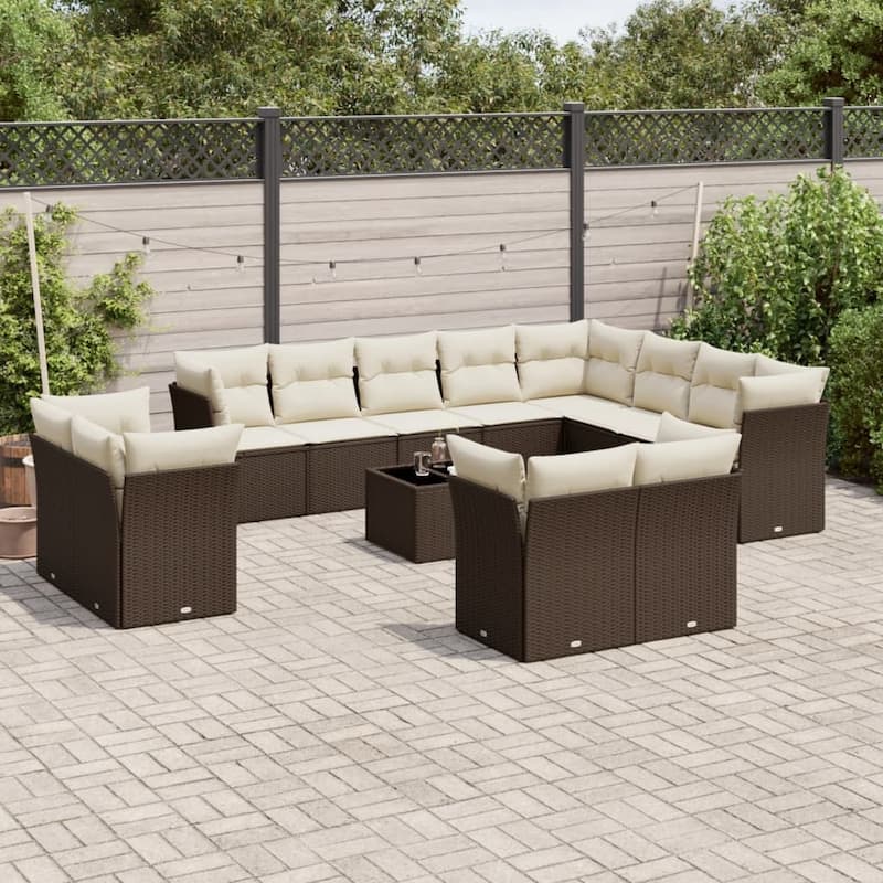 vidaXL Garden Sofa Set Brown, Cream white - 21.7 x 21.7 x 14.6