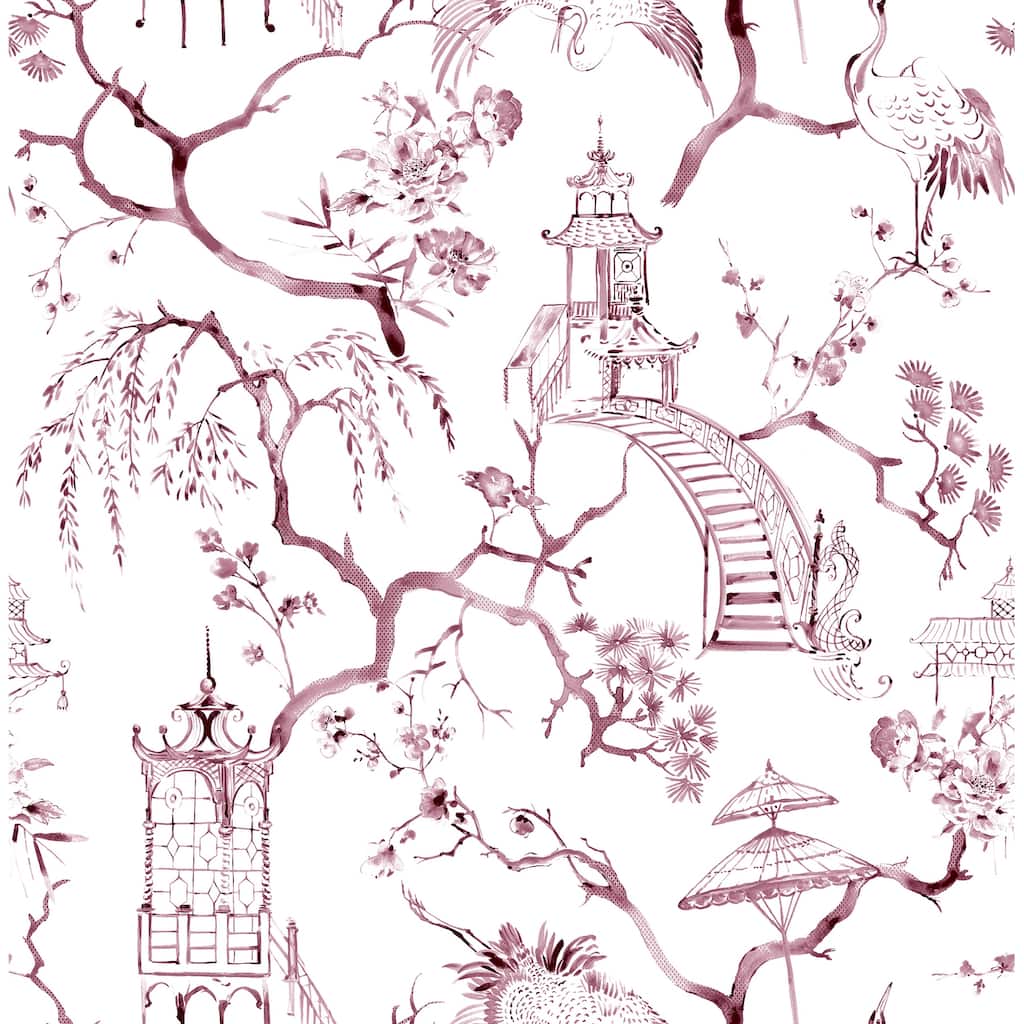 A-Street Prints Serena Plum Chinoiserie Wallpaper