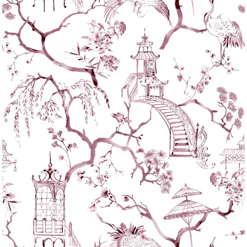 A-Street Prints Serena Plum Chinoiserie Wallpaper