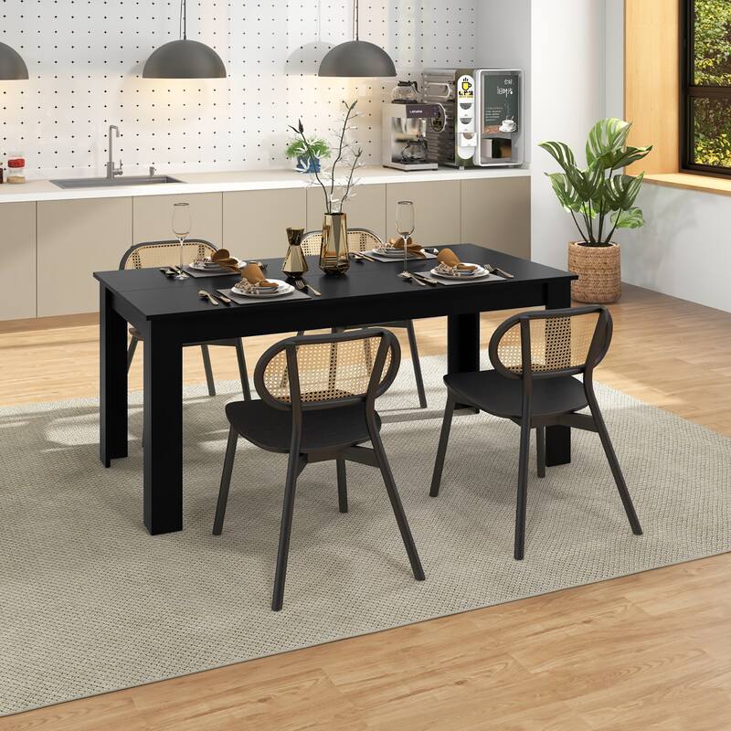 Gymax 63'' Dining Table Rectangular Modern Kitchen Table For 6 People - Coffee - See Details