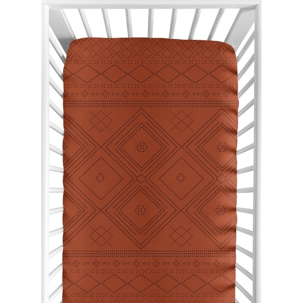 slide 2 of 6, Tribal Boho Dot Boy Girl Fitted Crib Sheet - Rust Orange Black Woodland Bohemian Southwest Geometric Arrow Gender Neutral Aztec