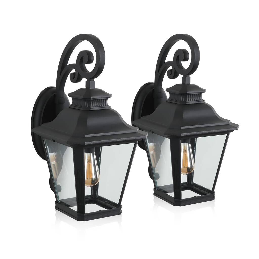 Outdoor Black Lantern Sconce Light, 2-Pack - 2 Pack