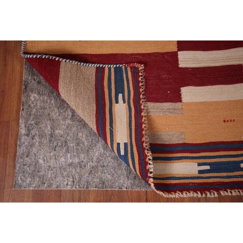 Kilim Qashqai Reversible Persian Vintage Rug Flatweave Wool Carpet - 4'7" X 7'3"