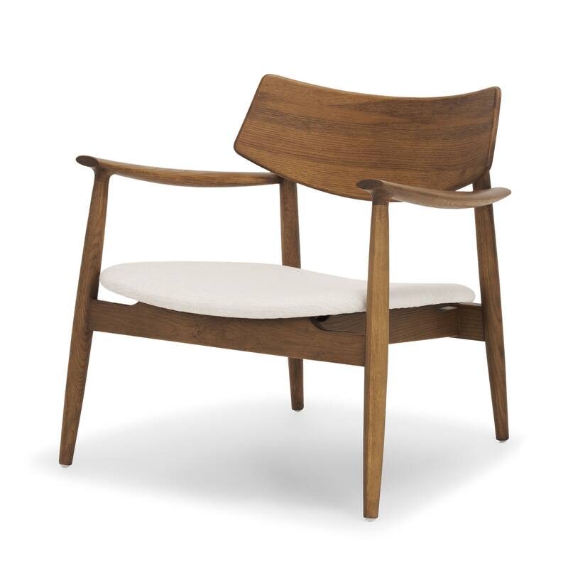 HomeRoots 27" Brown And Cream Upholstery And Solid Wood Arm Chair - 26.77 in. x 28.35 in. x 27.56 in.