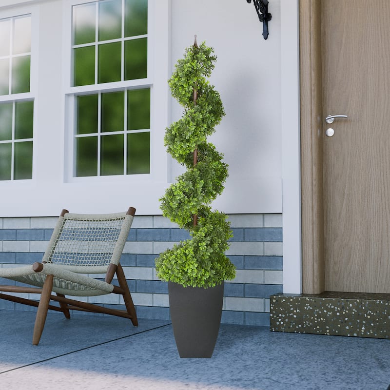Puleo International 5 ft. Topiary Spiral Boxwood Artificial Tree